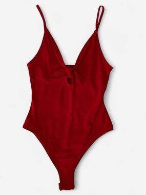 Red H&M Tie-Front Bodysuit